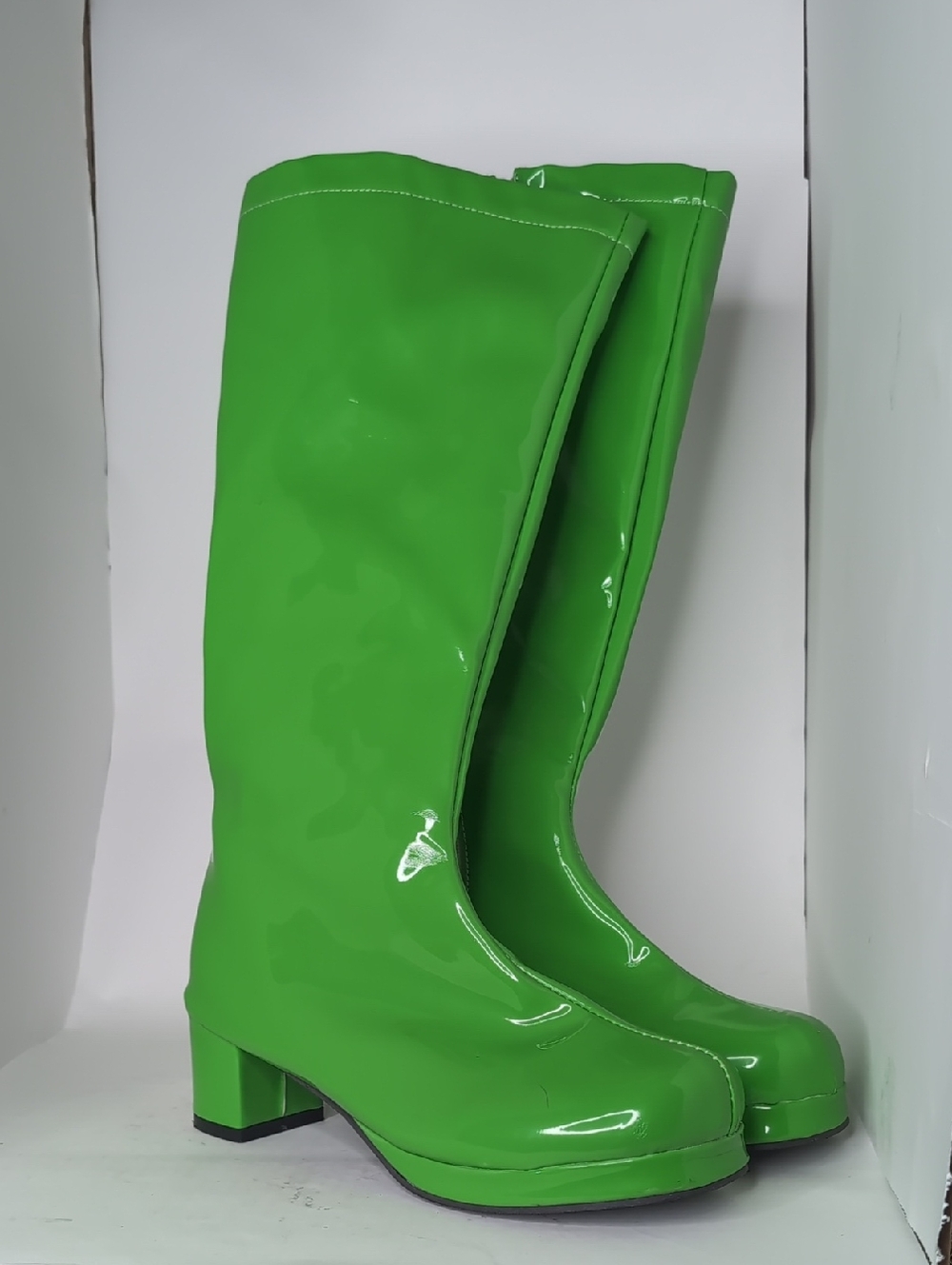 Green Knee-High Block Heel Boots